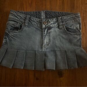Miss Me Gray Denim Pleated Skirt